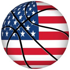 Basketball ball with USA flag on white N2