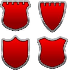 red metallic shield set 2