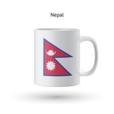 Nepal flag souvenir mug on white background N2