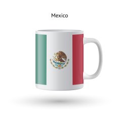 Mexico flag souvenir mug on white background N2