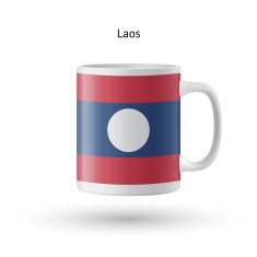 Laos flag souvenir mug on white background N2