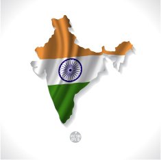 India map with waving flag isolated white background vector illustration