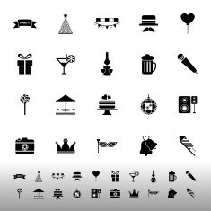 Party time icons on white background