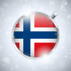 Merry Christmas Silver Ball with Flag Norway N4