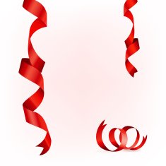 Curled red ribbons