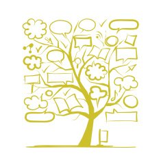 Sketch of tree with arrows and frames for your design