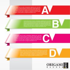 Horizontal origami ribbon banners