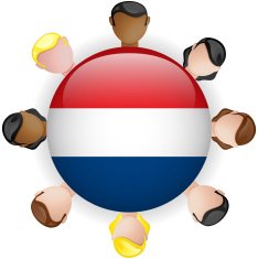 Netherlands Flag Glossy Button with People