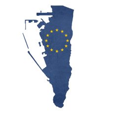 European flag map of Gibraltar