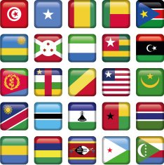 Africa Flags Square Buttons