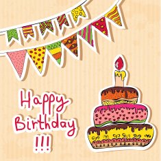 birthday card with cake and flags