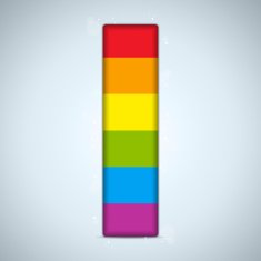 Gay Pride Glass Alphabet with Rainbow Flag N8