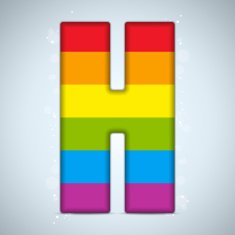 Gay Pride Glass Alphabet with Rainbow Flag N9