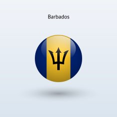 Round flag of Barbados