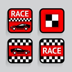 Race - set stickers square on the gray background