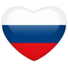 Russia Flag Heart Glossy Button N2