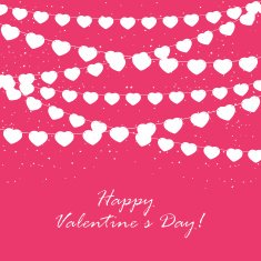 Pennants from hearts on pink background