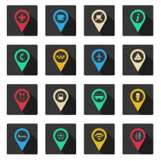 Set of flat place icons