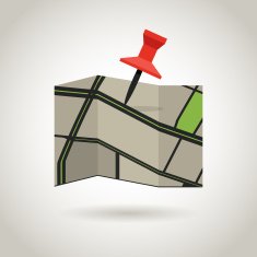 Map and a red pin Guidence concept