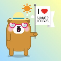 Cute teddy bear in summer