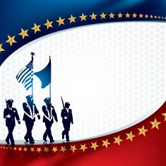 Parade Soldiers with Patriotic Background