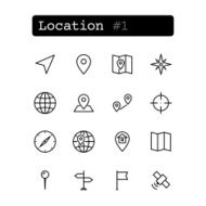Set line thin icons Vector Geolocation navigation