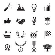 B&amp;W icons set Success Award Object N2