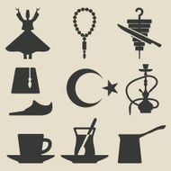 Turkish national icons set