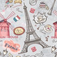 Seamless texture with the image of sights Paris N2