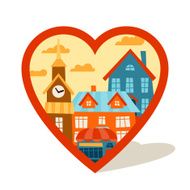 Cityscape navigation marker with cute colorful houses N2