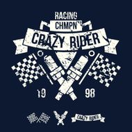 Emblem of the racing car in retro style N5
