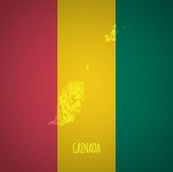 Low Poly Grenada Map with National Colors