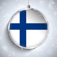 Merry Christmas Silver Ball with Flag Finland N4