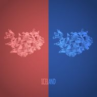 Low Poly Iceland Map with National Colors