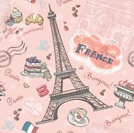 Seamless pattern on Paris from the romantic elements