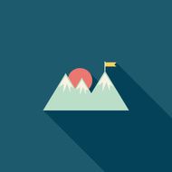 Mountain tourist flat icon with long shadow N44