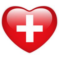 Switzerland Flag Heart Glossy Button N3