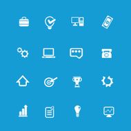 Web icon set on blue background vector N2