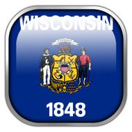 Wisconsin State Flag square glossy button