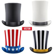 Set of tall gentleman hat cylinder Vector Illustration