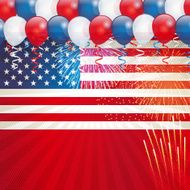 Independence Day background USA flag and balloons N3