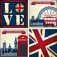 UK &amp; LONDON Set of four illustrations N2
