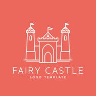 Abstract Fairy Tale Castle Line Style Vector Logo Template