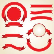 Set of curled red ribbons vector illustration N4