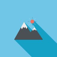 Mountain tourist flat icon with long shadow N45