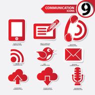 Communication icons Red version vector