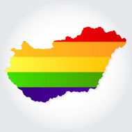 Rainbow flag in contour of Hungary