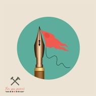 Modern flat banner with fountain pen and flag