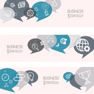 Business Strategy Banners And Relevant Icon Set N3