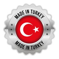 Round made in turkey badge with chrome border
